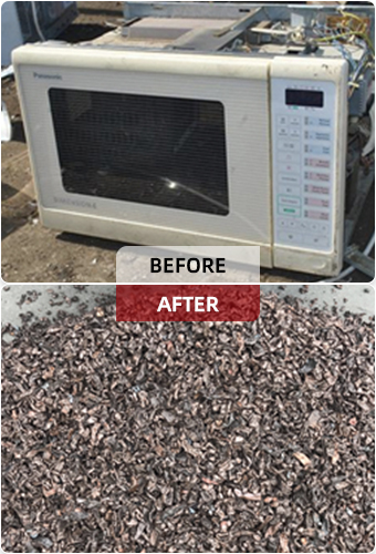 Comparaci&oacute;n de materiales antes y despu&eacute;s del procesamiento.